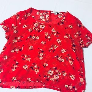 Cherry Blossom Red Crepe Top
